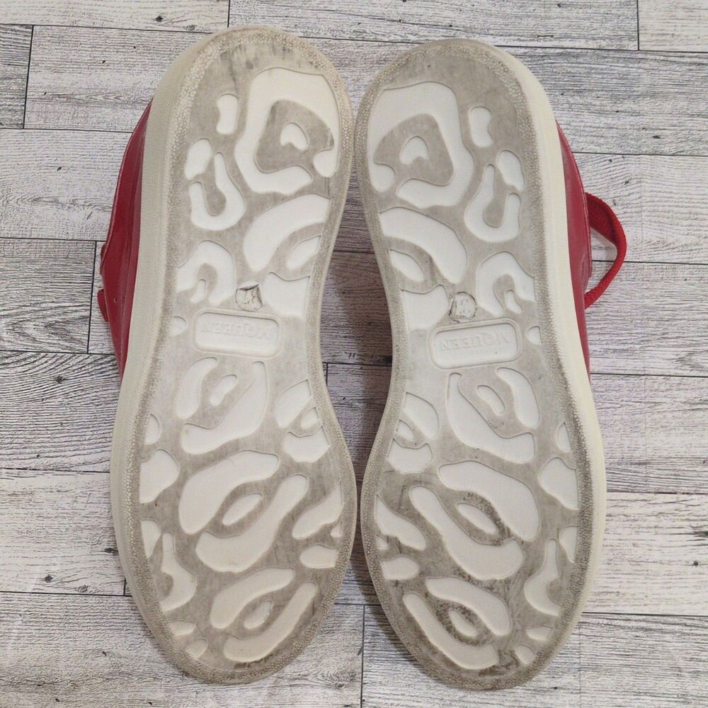 Alexander McQueen Women's Low Top Sneakers Red Patent Leather Logo Sz 37EU/6.5US - Picture 6 of 11